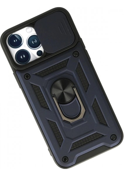 iPhone 13 Pro Max Kılıf Pars Lens Yüzüklü Silikon - Lacivert modelleri