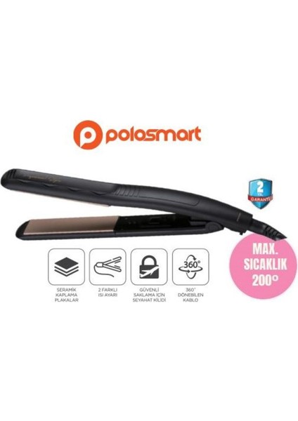 Yok Saç Düzleştirici, 220-240V, 240°C, Plastik, 2 Yıl, Siyah