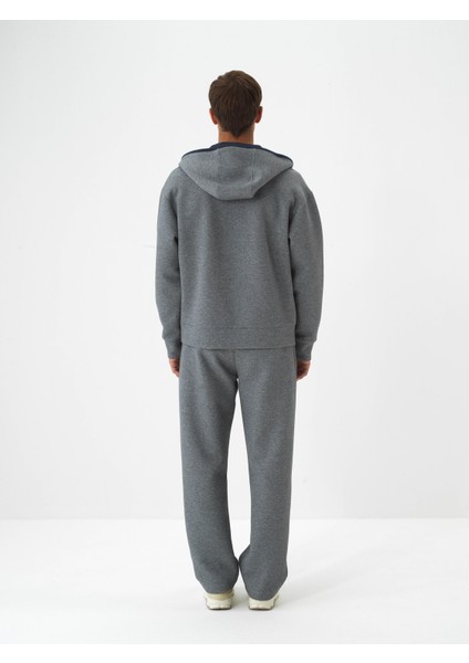 Erkek Gri Pamuk Dokulu Oversize Sweatmont indirimleri