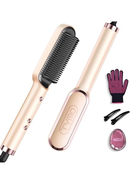 Turuncu Entegre Taraklı Saç Düzleştirici Fırça ve Ek Aksesuarlar ile Kolay Kullanım