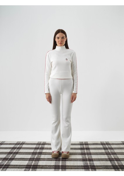 Kadın Ekru Modal Dokulu Regular Fit Pantolon