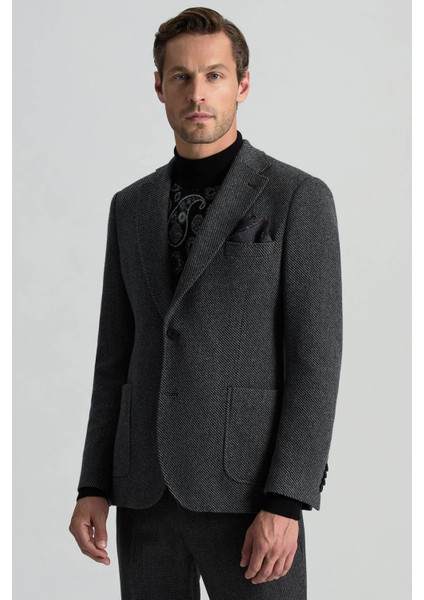 Italyan Yün Kaşmir Karışım Siyah Blazer Ceket fiyatları