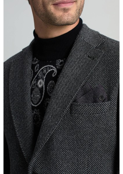 Italyan Yün Kaşmir Karışım Siyah Blazer Ceket fırsatları