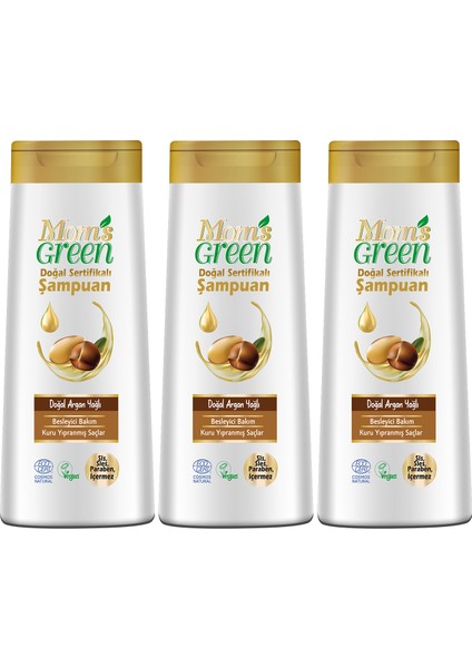 3'lü Set Mom's Green Argan Yağlı Şampuan 400 ml x 3 Adet Ecocosmos