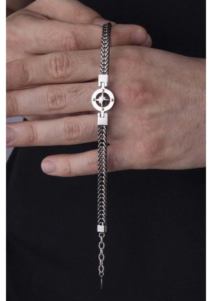 Kutup Yıldızı Motifli Zincir Model Çelik Erkek Bileklik fiyatları