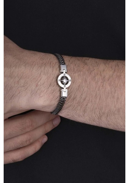 Kutup Yıldızı Motifli Zincir Model Çelik Erkek Bileklik modelleri