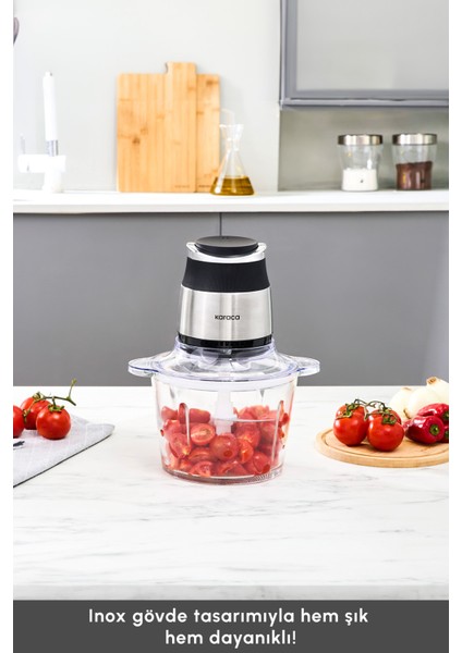 3l Ultra Geniş Cam Hazneli Inox Doğrayıcı Gri