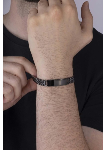Klasik Model Siyah Çelik Erkek Bileklik modelleri