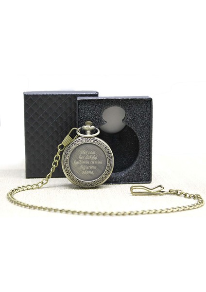 Hediyeshop Kişiye Özel Antika Görünümlü Köstekli Saat Cep Saati