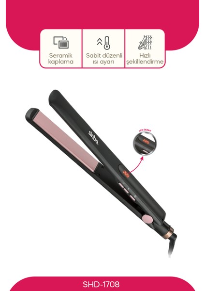 Dijital Saç Düzleştirici, Siyah, Hafif ve Kullanışlı, Profesyonel Kalite