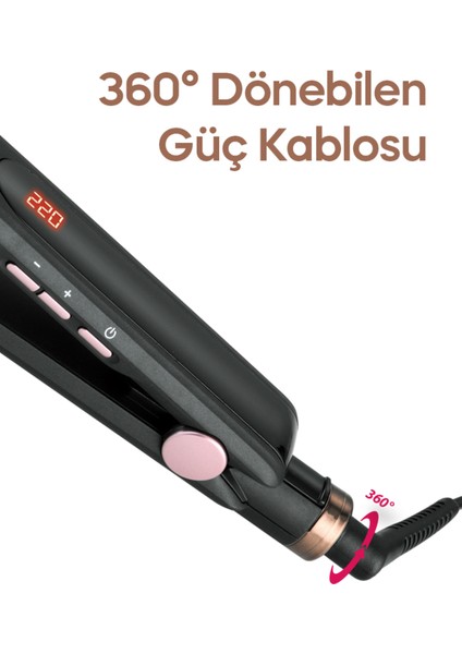 Dijital Saç Düzleştirici, Siyah, Hafif ve Kullanışlı, Profesyonel Kalite fırsatları