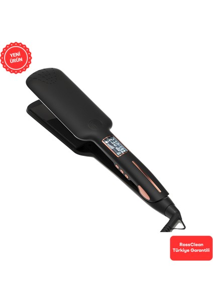 LED Ekranlı Geniş Plaka Saç Düzleştirici, Siyah, Şık ve Kullanışlı