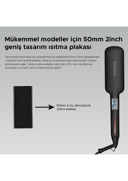 LED Ekranlı Geniş Plaka Saç Düzleştirici, Siyah, Şık ve Kullanışlı indirimleri