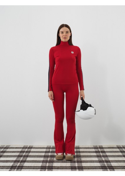 Kadın Kırmızı Esnek Dokulu Regular Fit Pantolon