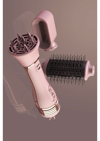 3'lü Saç Kurutma ve Düzleştirici Tarak Seti, 1200W, Pembe modelleri