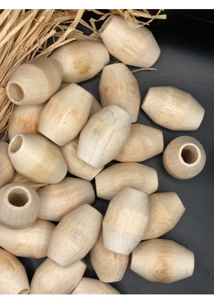 34X22 mm Oval Silindir Ahşap Boncuk (10 Adet) Delik Çapı 10 mm Makrome Tahta modelleri