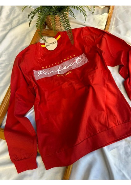 Be Great Baskılı Sweatshirt Kırmızı 40/ modelleri