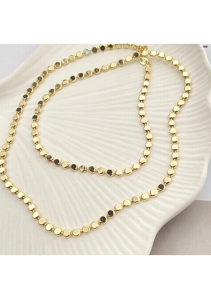 Dorika Kolye Ezme Topcuklu Kadın Kolye Kararmaz Çelik 45CM 14 Ayar