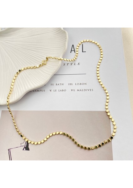 Dorika Kolye Ezme Topcuklu Kadın Kolye Kararmaz Çelik 45CM 14 Ayar modelleri