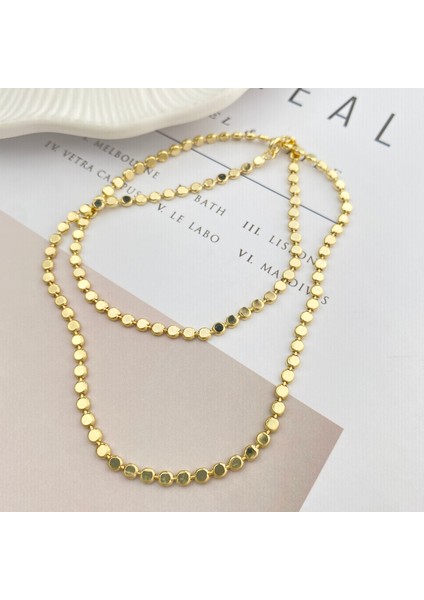 Dorika Kolye Ezme Topcuklu Kadın Kolye Kararmaz Çelik 45CM 14 Ayar