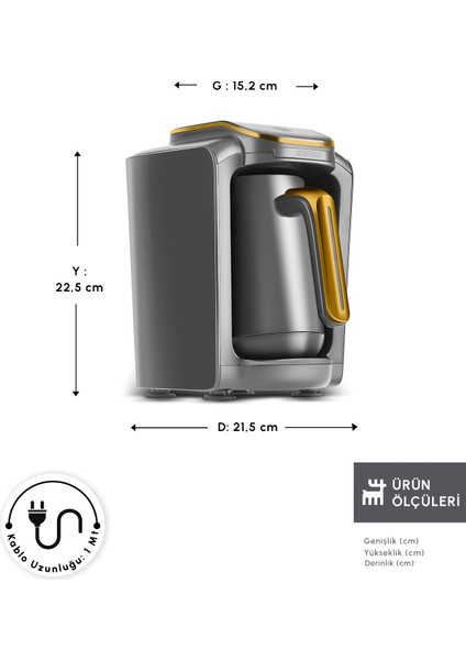 Şık ve Kullanışlı 5 Fincan Kapasiteli Türk Kahve Makinesi, Pineapple Yellow Renginde fiyatları