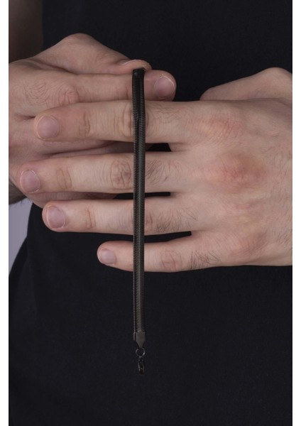 Italyan Zincir Siyah Erkek Çelik Bileklik modelleri