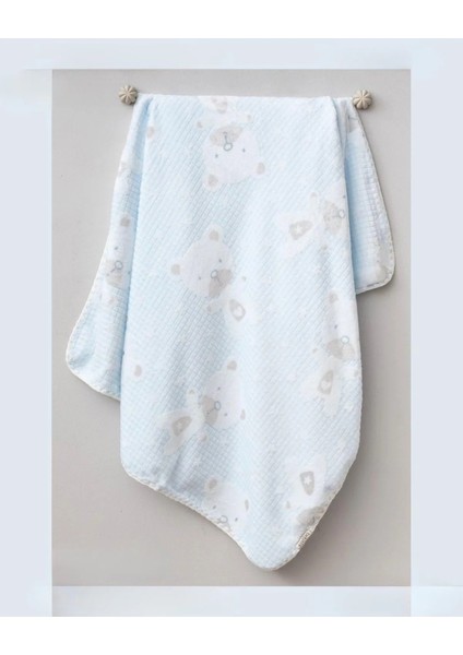 2. Ayıcık Desenli Bebek Battaniyesi Mavi