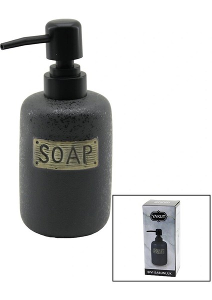 Kısa Antrasit Gri - Mat Desen Seramik Sıvı Sabunluk (4887)