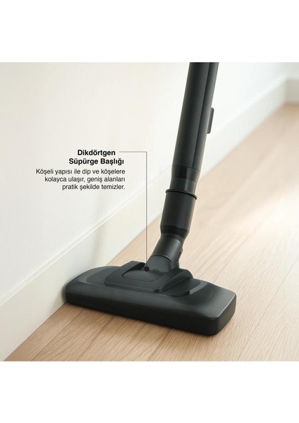 Kablolu Dik Süpürge, Güçlü Temizlik, Siyah Renk, Pratik Kullanım fırsatları