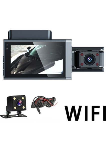 Full Hd 1080P 3 Lensli Wifi Destekli Araç Kamerası + Geri Görüş Dvr