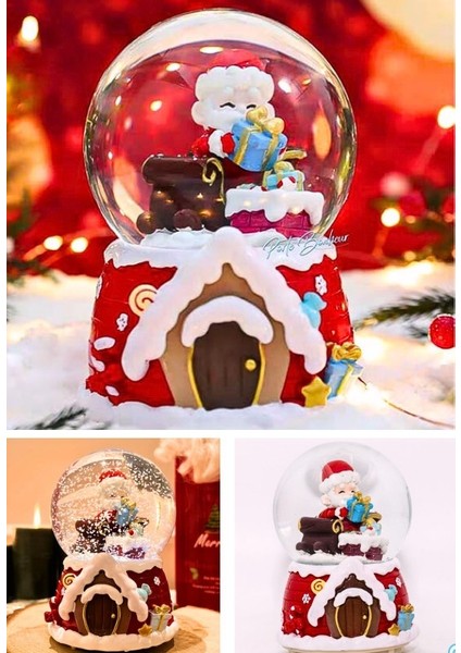 Mega Boy 2025 Yılbaşı Hediyesi Noel Baba Temalı Kar Püskürtmeli Motorlu Işıklı Müzikli Kar Küresi 16 Cm- 18B modelleri