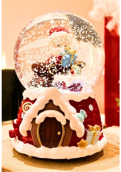 Mega Boy 2025 Yılbaşı Hediyesi Noel Baba Temalı Kar Püskürtmeli Motorlu Işıklı Müzikli Kar Küresi 16 Cm- 18B fırsatları