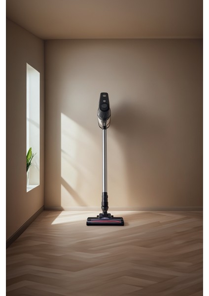 Şarjlı LED Işıklı Kablosuz Dikey Süpürge, Beyaz