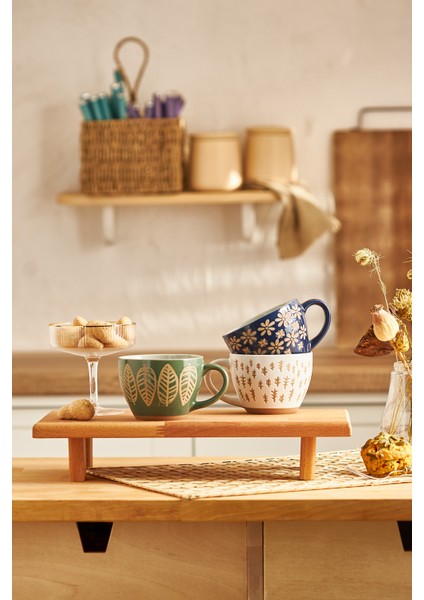 Şık Bej Seramik Kupa 350 Ml, Günlük Kullanım Için Ideal