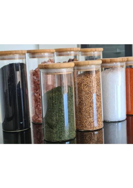 6'lı Bambu Kapaklı 200 ml Baharatlık Seti, Şık ve Kullanışlı Mutfak Düzeni Sağlar