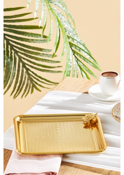 Şık Altın Renk Kare Tepsi, Zarif Sunum Için Mükemmel Seçim