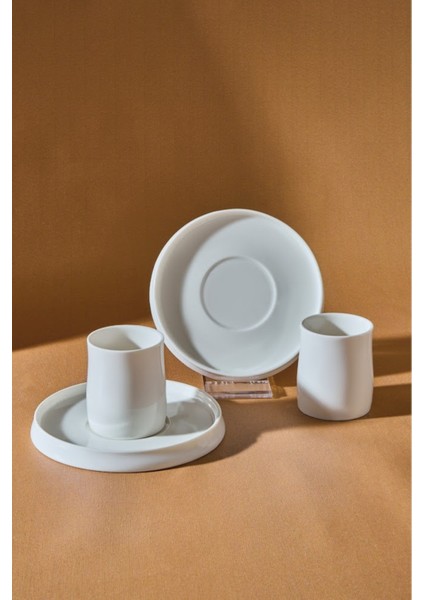 Beyaz 2 Kişilik Kahve Fincan Takımı 80 Ml, Şık ve Kullanışlı Kahve Seti