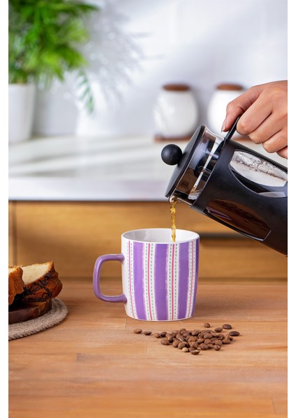 Mor Çizgili Yeni Bone Kupa 350 ml Şık ve Kullanışlı Içecek Kabı fırsatları