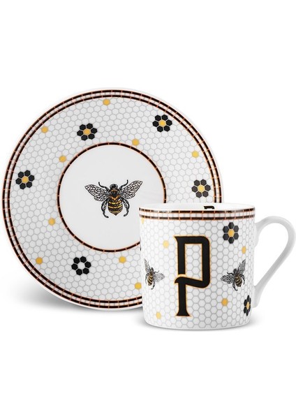 P Harfli Renkli Kahve Fincanı, 80 Ml, Şık ve Kullanışlı Tasarım