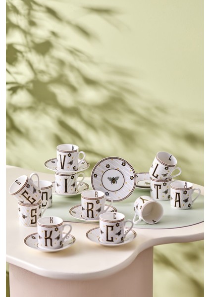 P Harfli Renkli Kahve Fincanı, 80 Ml, Şık ve Kullanışlı Tasarım