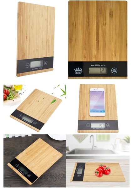 Bambu Desenli Dijital Mutfak Terazisi 5 kg Hassas Ölçüm