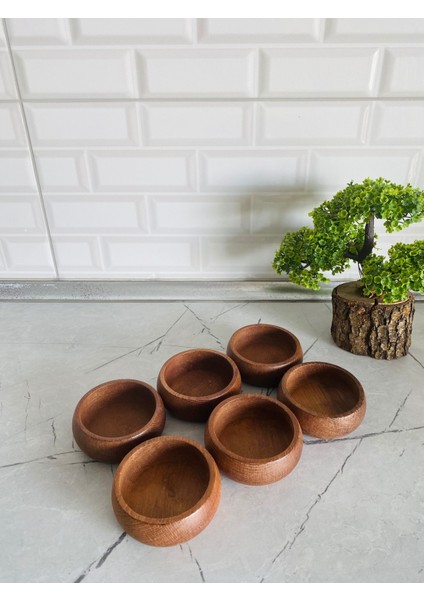 Koyu Renk Ahşap Çerezlik Takımı, 12 Adet, 9 Cm, Kahvaltı Sunumu