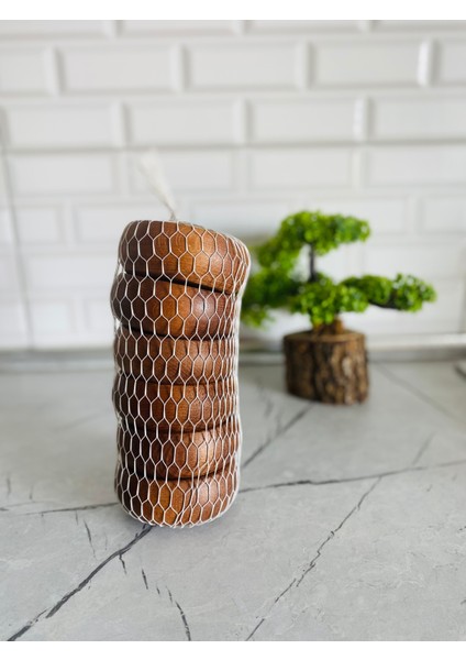 Koyu Renk Ahşap Çerezlik Takımı, 12 Adet, 9 Cm, Kahvaltı Sunumu