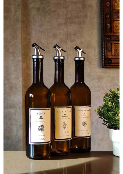 3'lü Set Yağdanlık Şişesi 750ML, Zeytinyağı, Ayçiçek Yağı, Sirke Için Şık Tasarım fiyatları