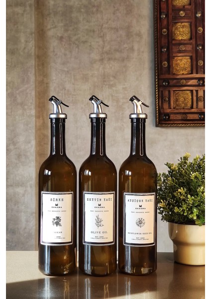 3'lü Set Yağdanlık Şişesi 750ML, Zeytinyağı, Ayçiçek Yağı, Sirke Için Şık Tasarım modelleri