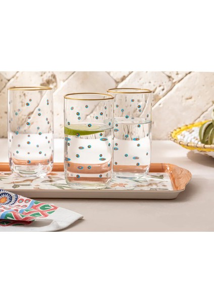 3'lü Cam Meşrubat Bardağı Seti, 365 Ml, Yeşil-Mavi Renkli, Şık ve Dayanıklı Tasarım