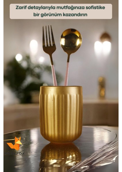 Modern Altın Renkli Tezgah Üstü Şık Kaşıklık, Dekoratif ve Kullanışlı Tasarım fırsatları