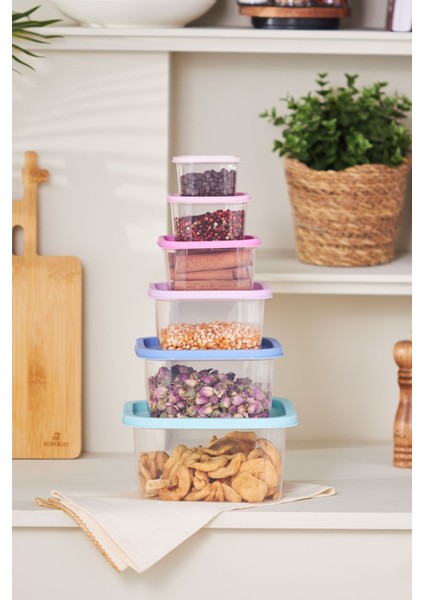 6 Parça Renkli Saklama Kabı Seti, Pratik ve Şık Mutfak Gereçleri