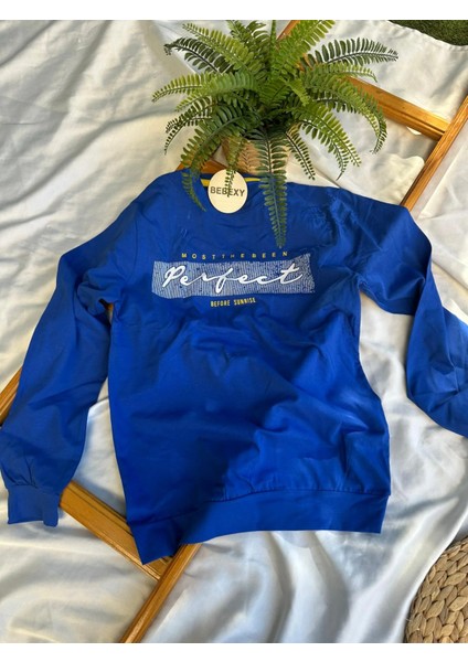 Be Great Baskılı Sweatshirt Mavi 41/