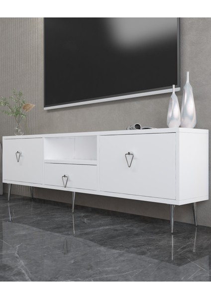 1306DROPCT-1 Tv Sehpası Beyaz - Gümüş Kulp fiyatları